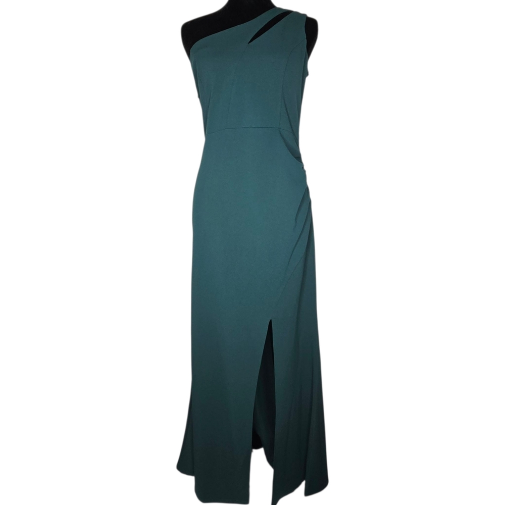 Woosea One Shoulder Formal Maxi Evening Dress Size M Hunter Green Bodycon NEW